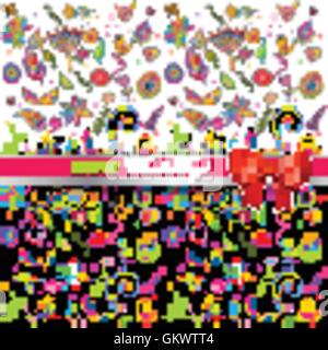 seamless set multicolored flower pattern. Stock Vector