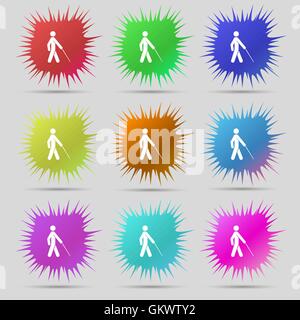 blind icon sign. A set of nine original needle buttons. Vector Stock Vector