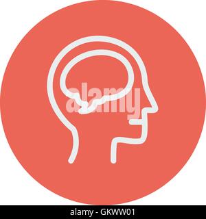 Human head with brain thin line icon Stock Vector