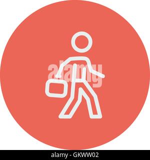 Man walking with briefcase thin line icon Stock Vector