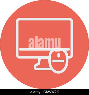 Monitor and computer mouse thin line icon Stock Vector
