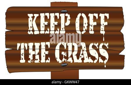 Keep Off The GrassWooden Sign Stock Vector