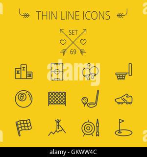 Sports thin line icon set Stock Vector