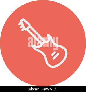 Vintage electric guitar thin line icon Stock Vector