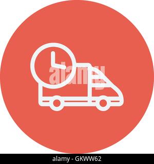 On time dlivery van thin line icon Stock Vector