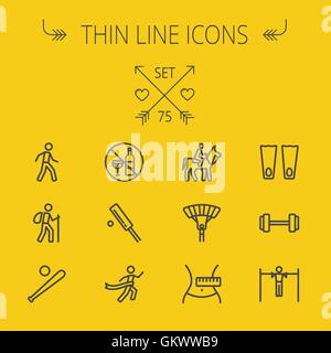 Sports thin line icon set Stock Vector