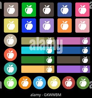 Apple  icon sign. Set from twenty seven multicolored flat buttons. Vector Stock Vector