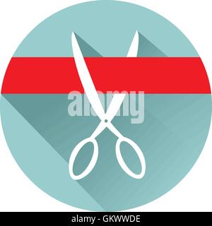 Scissors cutting red ribbon Stock Vector