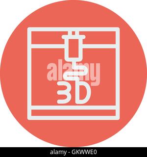 Three D printer thin line icon Stock Vector