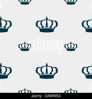Crown icon sign. Seamless pattern with geometric texture. Vector Stock Vector