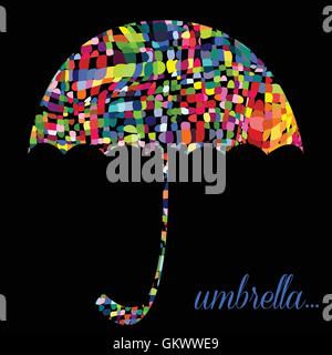 Colour umbrella on the black background. Vector Stock Vector