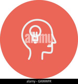 Human head with idea thin line icon Stock Vector