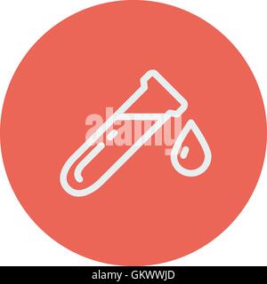 Test tube with water drop thin line icon Stock Vector