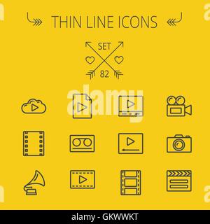 Mutimedia thin line icon set Stock Vector