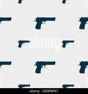 gun icon sign. Seamless pattern with geometric texture. Vector Stock Vector