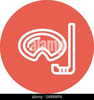 Mask and snorkel for snorkelling thin line icon Stock Vector