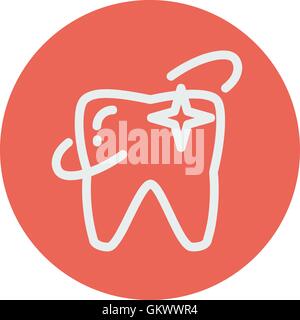 Shining tooth thin line icon Stock Vector