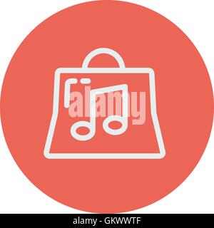 Shopping bag with musical note thin line icon Stock Vector