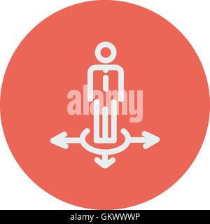 Man in three ways thin line icon Stock Vector