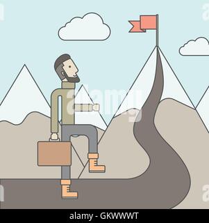 The Man Climbing the Mountain of Success Stock Vector