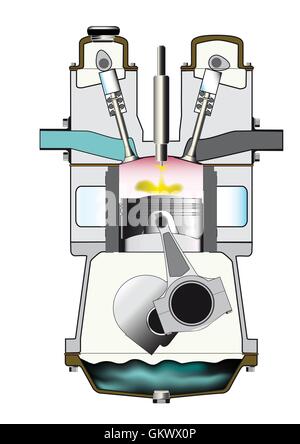 Diesel Fuel Injection Ignition Stroke Stock Vector