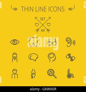 Medicine thin line icon set Stock Vector