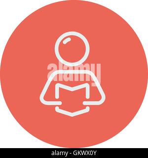 Man reading book thin line icon Stock Vector