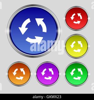 Refresh icon sign. Round symbol on bright colourful buttons. Vector Stock Vector