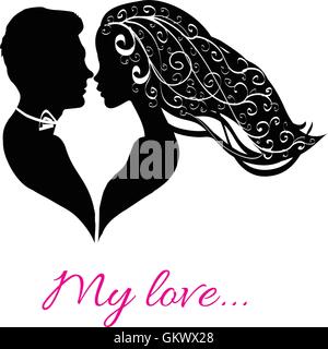Heart with newly married. Wedding icon. Vector Stock Vector