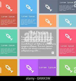 syringe icon sign. Set of multicolored buttons with space for text. Vector Stock Vector