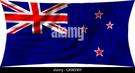 Flag of New Zealand waving in wind isolated on white background. New Zealand national flag. Patriotic symbolic design. 3d render Stock Photo