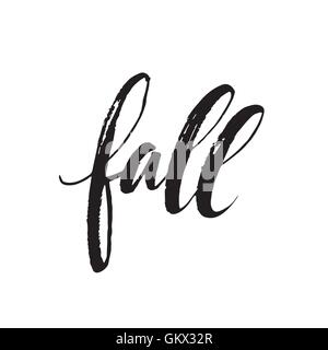 Fall Modern calligraph card. Hand drawn lettering design. Ink ...