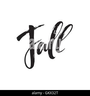 Fall Modern calligraph card. Hand drawn lettering design. Ink ...