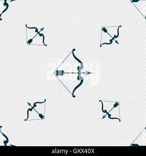 bow and arrow icon sign. Seamless pattern with geometric texture. Vector Stock Vector