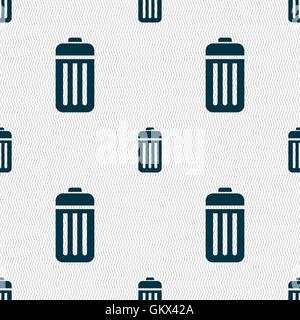 The trash icon sign. Seamless pattern with geometric texture. Vector Stock Vector