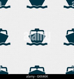 the boat icon sign. Seamless pattern with geometric texture. Vector Stock Vector