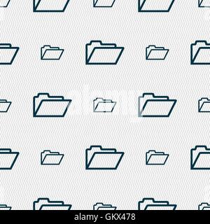 Folder icon sign. Seamless pattern with geometric texture. Vector Stock Vector