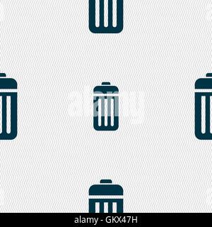 The trash icon sign. Seamless pattern with geometric texture. Vector Stock Vector