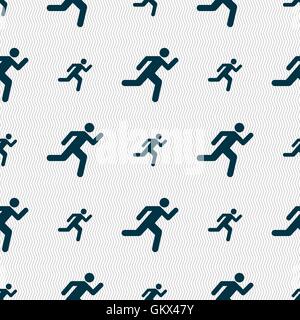 running man icon sign. Seamless pattern with geometric texture. Vector Stock Vector