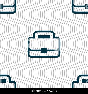 Briefcase icon sign. Seamless pattern with geometric texture. Vector Stock Vector