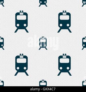 train icon sign. Seamless pattern with geometric texture. Vector Stock Vector