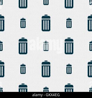 The trash icon sign. Seamless pattern with geometric texture. Vector Stock Vector