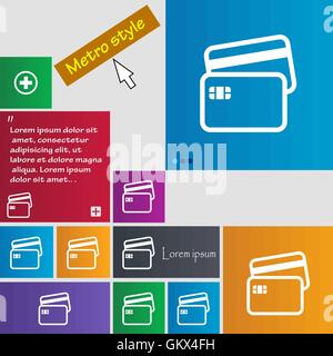 Credit card icon sign. buttons. Modern interface website buttons with cursor pointer. Vector Stock Vector