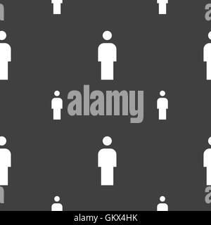 Human, Man Person, Male toilet icon sign. Seamless pattern on a gray background. Vector Stock Vector