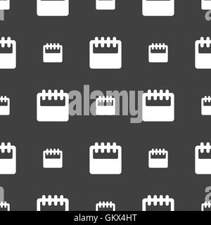 Notepad, calendar icon sign. Seamless pattern on a gray background. Vector Stock Vector
