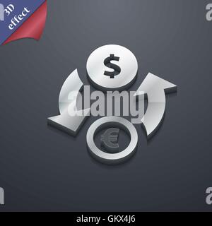 Currency exchange icon symbol. 3D style. Trendy, modern design with space for your text Vector Stock Vector