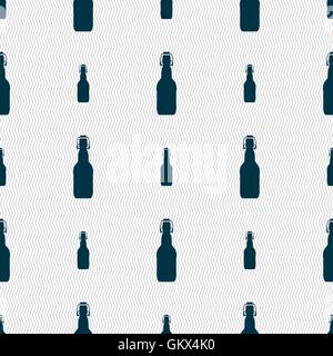 bottle icon sign. Seamless pattern with geometric texture. Vector Stock Vector