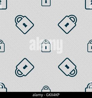 Lock icon sign. Seamless pattern with geometric texture. Vector Stock Vector