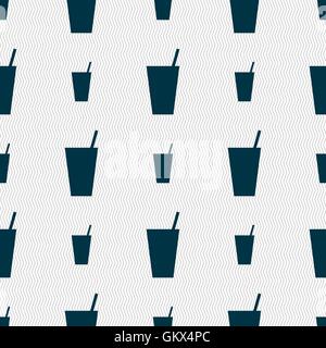 cocktail icon sign. Seamless pattern with geometric texture. Vector Stock Vector