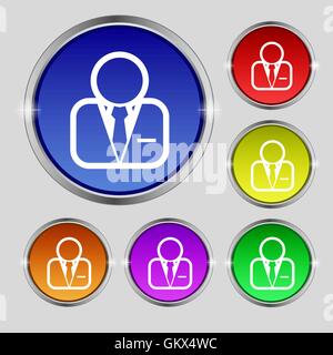 Avatar icon sign. Round symbol on bright colourful buttons. Vector Stock Vector